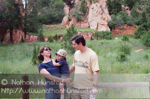 Elly, Chris, and Michael Weber in Garden of the Gods Park in Colorado Springs, CO